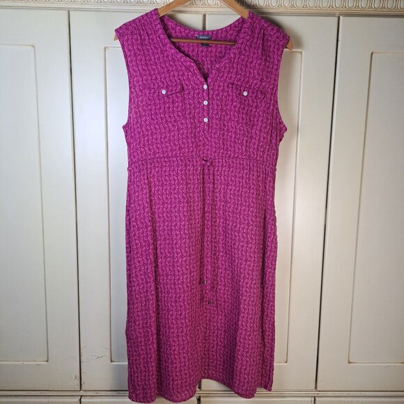 EDDIE BAUER 2 Women's Cotton Sleeveless Print Pink Blue Shirtdresses Sz T12 - Picture 5 of 16
